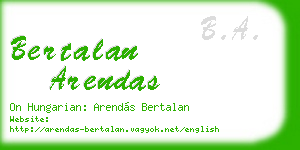 bertalan arendas business card