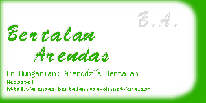 bertalan arendas business card